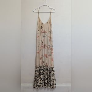 H&M maxi dress, size 4, cream, peach and black floral print